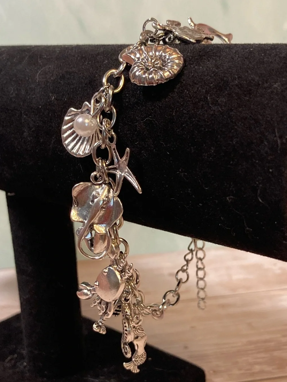 Sterling Silver-Tone Ocean Charm Bracelet in Silver